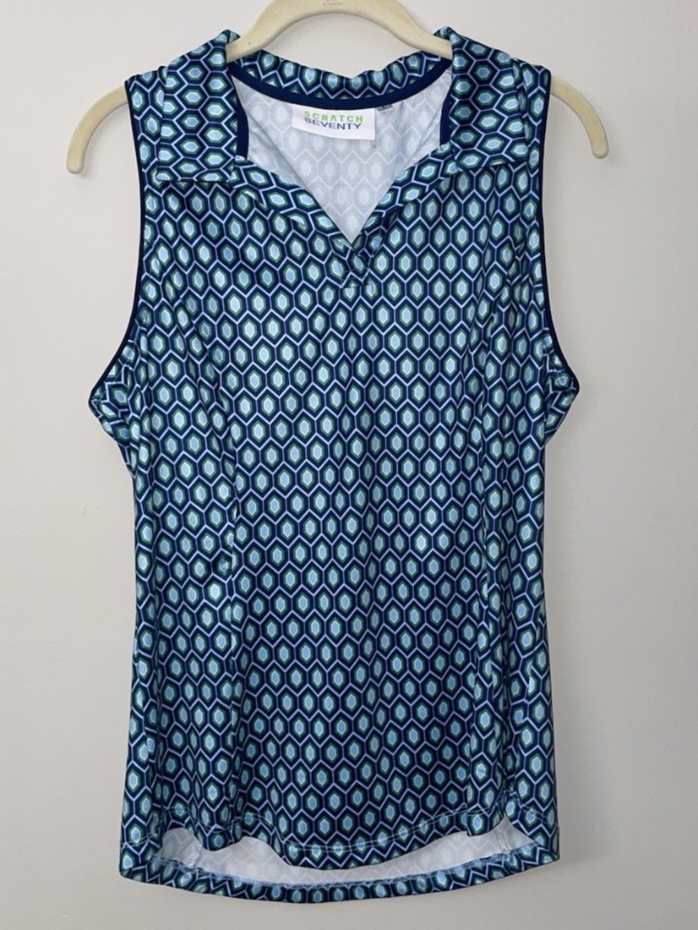 SCRATCH SEVENTY Women’s Golf Polo Shirt Large Blue/Green
